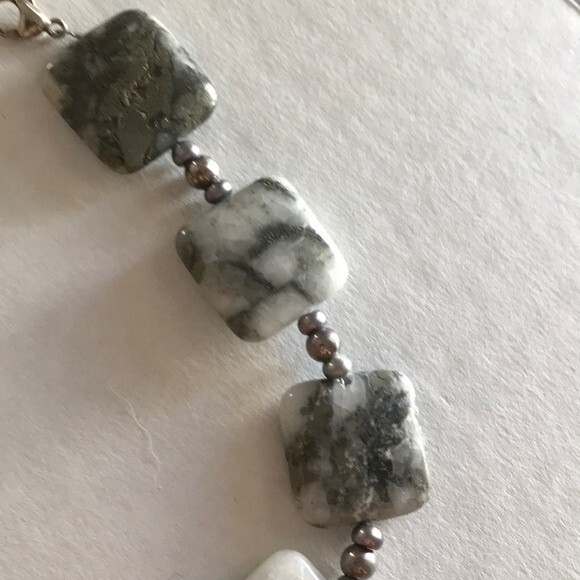 Vintage Handmade Quartz with pyrite pearls and sterling silver bracelet - Picture 8 of 9